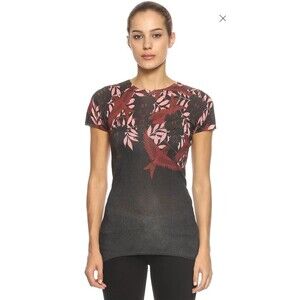 Jonathan Saunders Black Wine Bird Knit Short Sleeve Sweater Top Sz 42/10